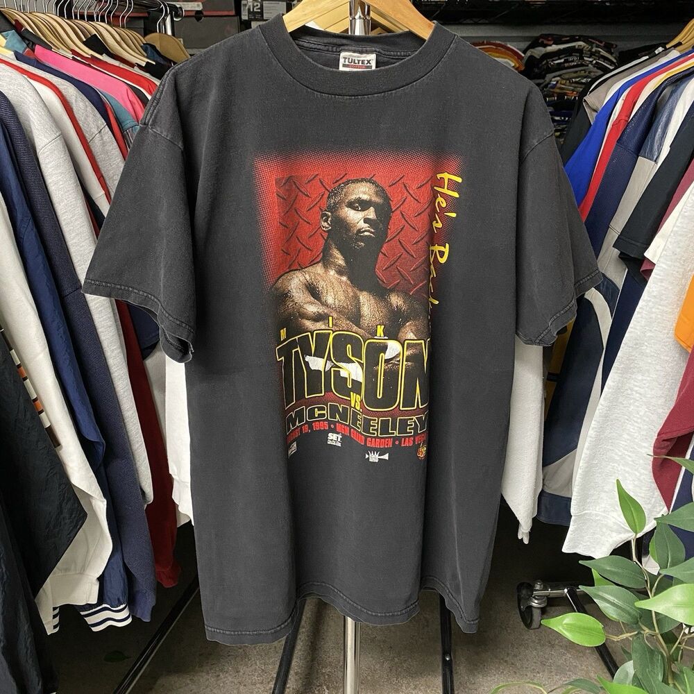 Vintage 1995 Mike Tyson vs. McNeeley He's Back Vegas Boxing Tee Black Men's XL - Picture 1 of 13